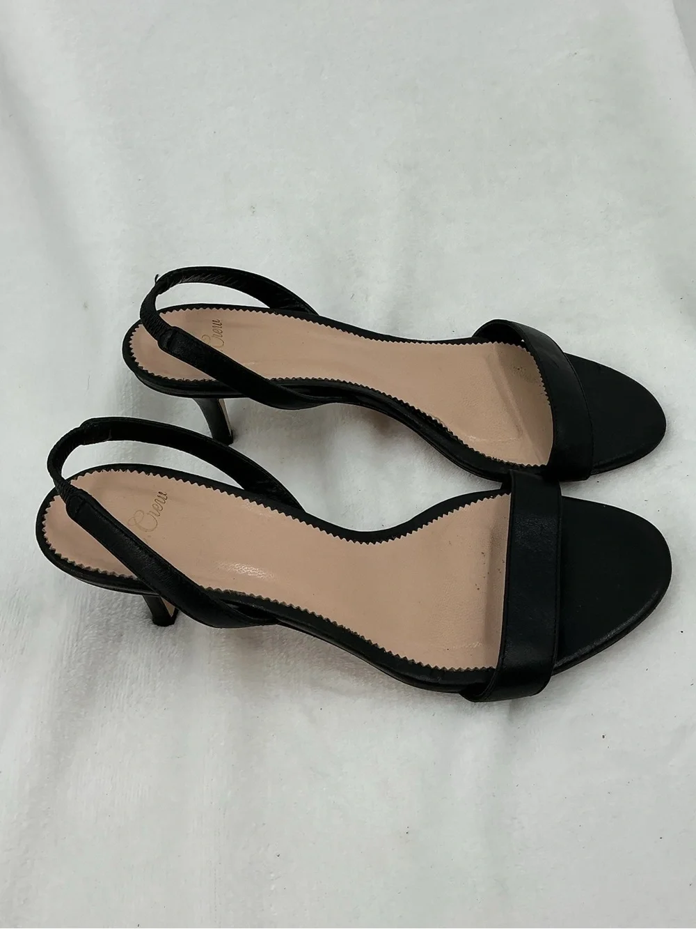 J. Crew Black Slingback Sandals with Nude Insole B60